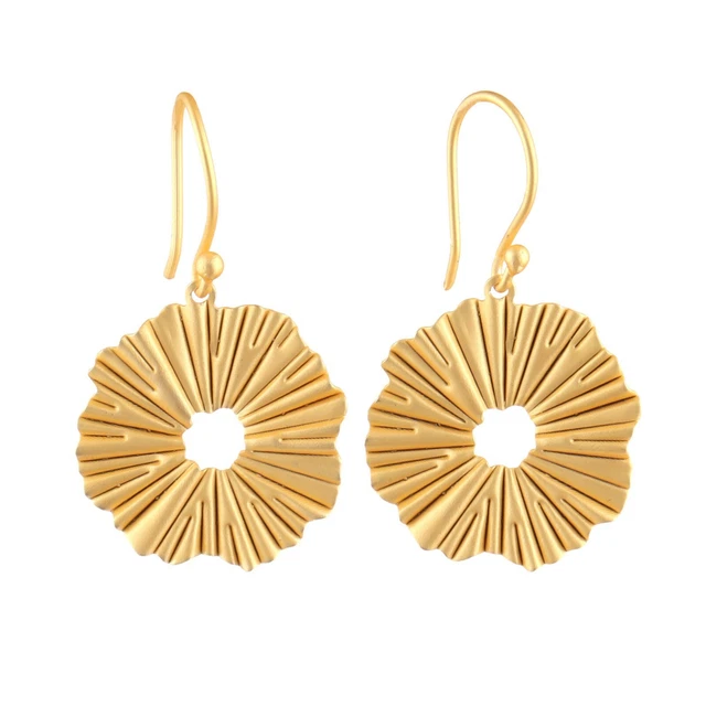 New Arrival Matte Finish Brass Yellow Gold Plated Drop Dangle Handmade Earrings