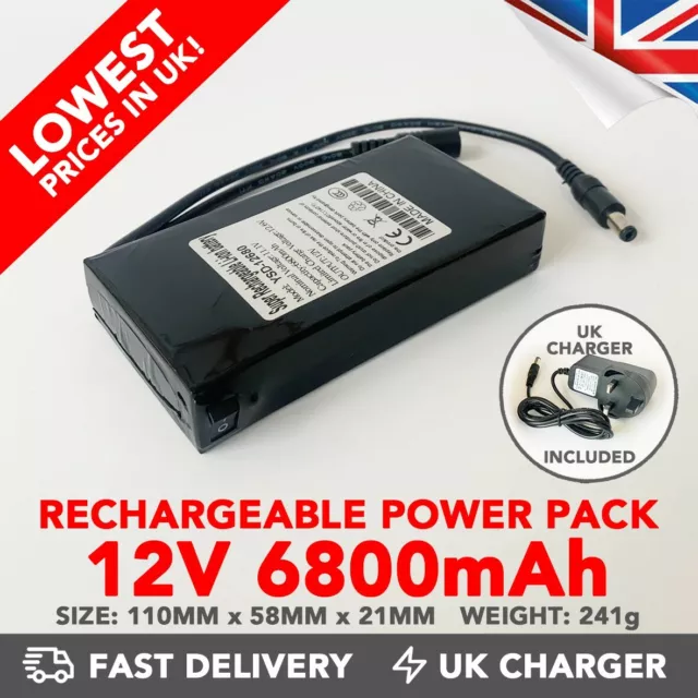 12v Power Bank 6800mAh Rechargeable Li-ion Portable Battery Pack (DC)