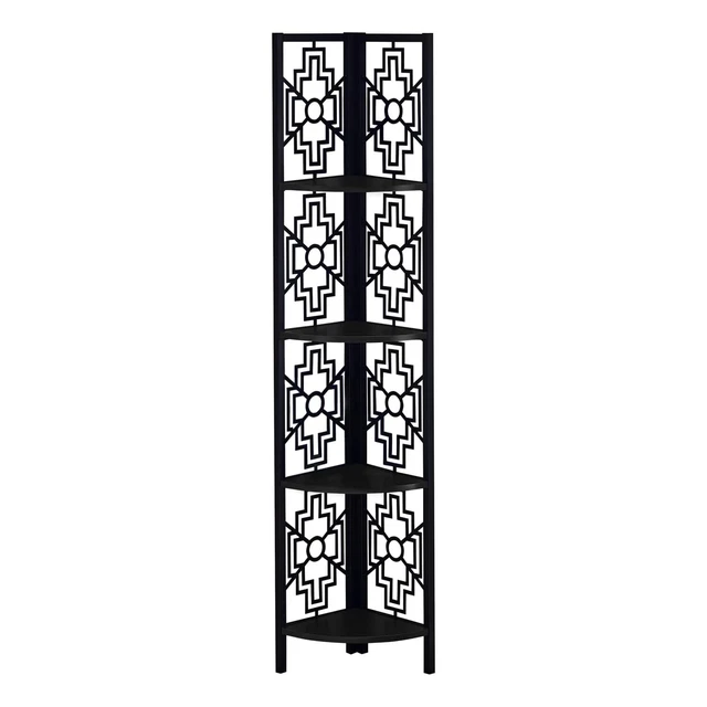 Bookshelf, Bookcase, Etagere, Corner, 4 Tier, 62"H, Office, Bedroom, Metal, Lami
