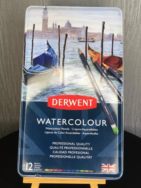 Derwent New & sealed 12 Watercolour Pencils Professional Quality in Metal Tin.