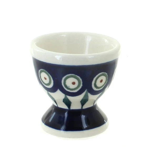 Blue Rose Polish Pottery Peacock Egg Cup