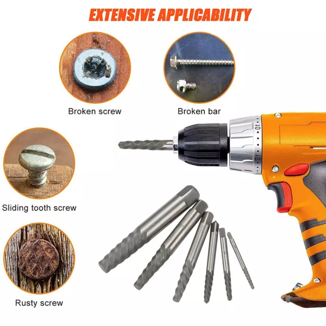 Broken Rusty Screw Bolt Extractor Set Stripped Stud Remover with Drill Bit Tools 3