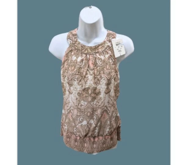 NWT Cache High Neck Sleeveless Blouse Top Womens XS Beaded Paisley NWT Cache High Neck Sleeveless Blouse Top Womens XS Beaded Paisley