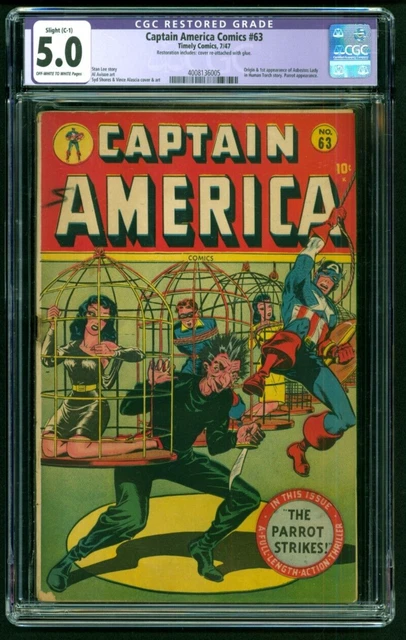Captain America Comics # 63 CGC 5.0 OW/WH C-1  Golden Age - Timely 1947