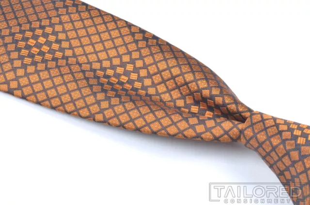 GUCCI Orange Brown Geometric Box 100% Silk Mens Luxury Tie - 3.50"