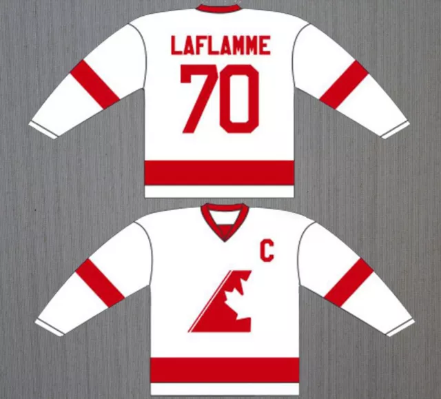 Xavier LaFlamme 70 Halifax Highlanders Hockey Jersey Includes EMHL & A  Patch Goon Movie Blue