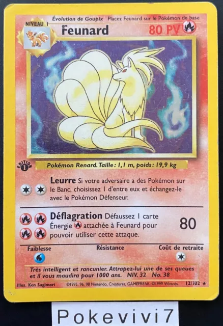 Carte Pokemon FEUNARD 12/102 Holo Set de Base EDITION 1 Wizards FR