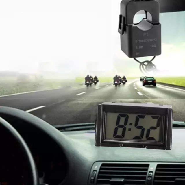 Mini LCD Screen Digital Clock Self-Adhesive Car Auto Dashboard Desk X1O6