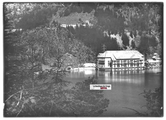Vosges Orbey Lake Black & White 13x18cm Positive Antique Photo Glass Plate Black & White