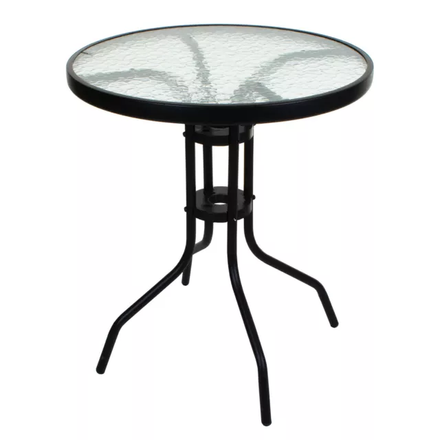 Tempered Glass Top Patio Table Metal Frame Legs Garden Outdoor Indoor Bistro