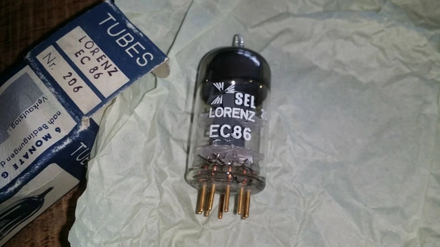 LORENZ EC-86 "GOLDPINS" Röhre Tube Valve NOS/NIB Funke w19S tested >> 100% EC86