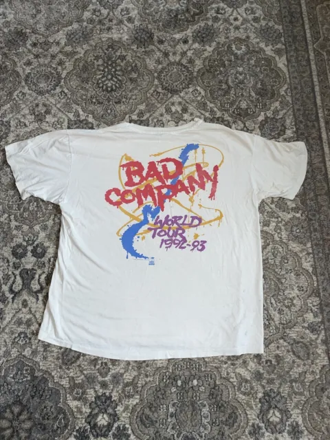 Vintage 1992 Bad Company T-shirt L RARE Band Tee All Over Print World Tour 92-95