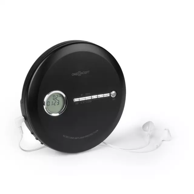 CD Player Discman mobiler MP3 Spieler Bluetooth LCD Display Kopfhörer schwarz