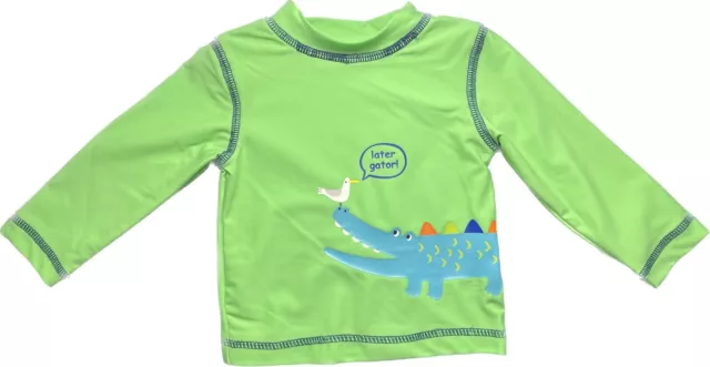 Little Me Baby Boys Gator Long Sleeve Rash Guard Swim Shirt 50 UPF NWT