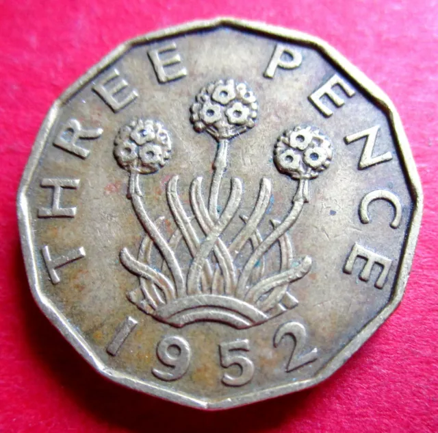 Britain  Perfect Year Celebration Date 1952 Brass Three Penny Coin Birthdays Ect