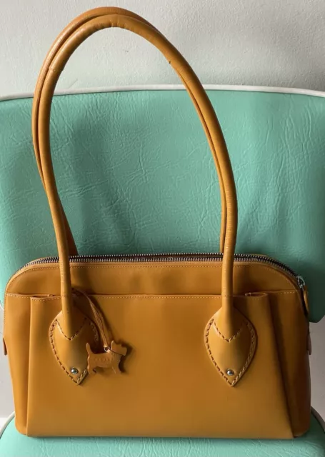 FABULOUS RADLEY MUSTARD Yellow Leather Shoulder Tote Bag Dog Charm Gift 38.00 PicClick UK
