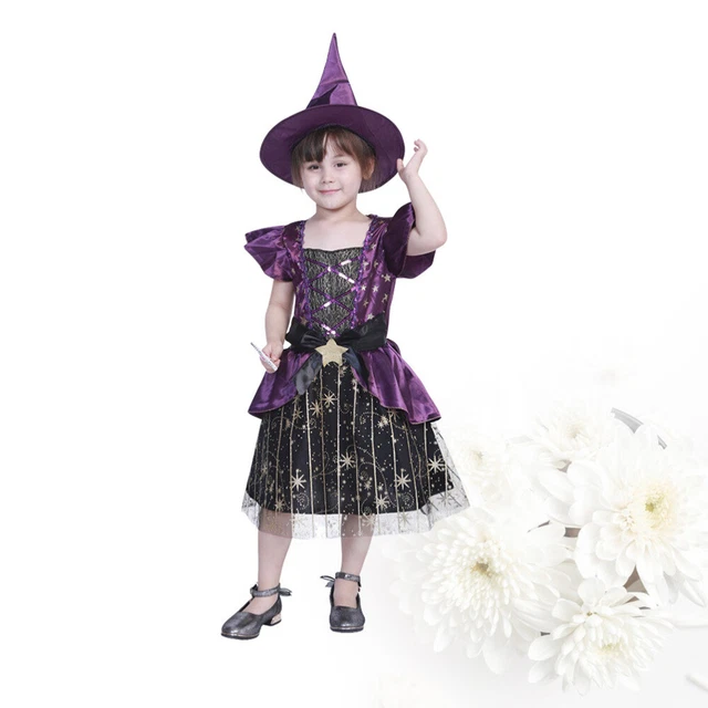 Abito da strega bambina costume da strega per abito principessa delle stelle con cappello