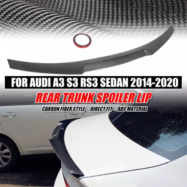 Carbon Fiber Style Rear Trunk Spoiler Lip Wing For AUDI A3 S3 RS3 2014-2020