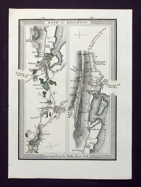 HAMPSHIRE, TITCHFIELD, FAREHAM, PORTCHESTER, original antique map, MOGG, 1817