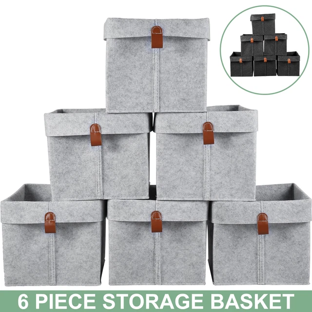 6PCS CLOTHES STORAGE Shoes Cubes Collapsible Felt Hanging Bins Baskets