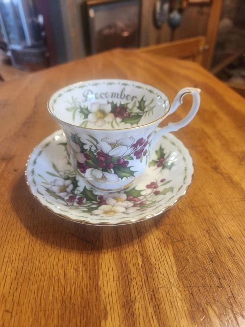 Vintage Royal Albert bone china 'December' Flowers of the Month cup & saucer set