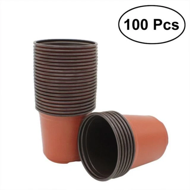 100pcs Plastique Plante Fleur Pots Jardin Terrain Nurserie Pot de Conteneurs