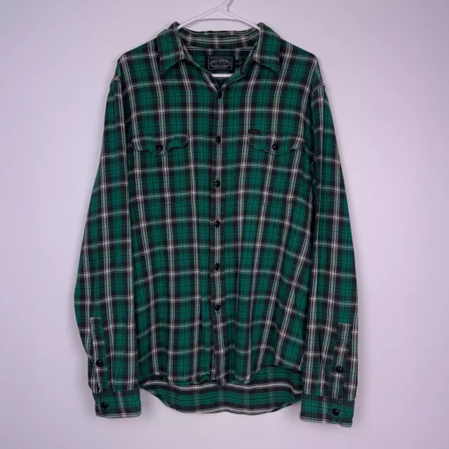 Polo Country Ralph Lauren Men's L Large Flannel Like Green Plaid Button Up Shirt