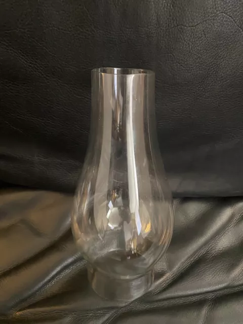 Vintage Clear Glass Lamp Chimney Oval Hurricane Globe 2 7/8” Base x 8.5” tall (H
