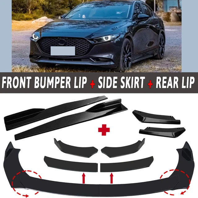 FOR MAZDA 3 Car Glossy Black Front Bumper Spoiler Body Kit /Side Skirt