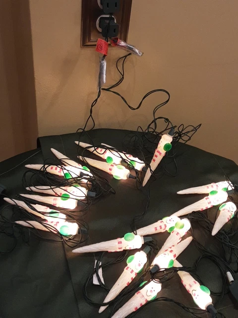 Vintage Seasonal Christmas Icicle Boy String Lights Clear Bulbs  2 Sets  10 Each