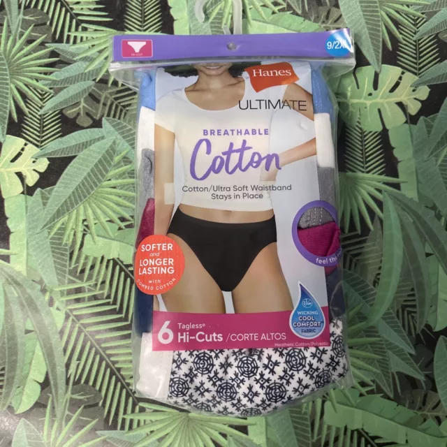 HANES 6-PACK HI-CUT Panties Cotton Womens Underwear Ultimate Breathable  Light $16.00 - PicClick
