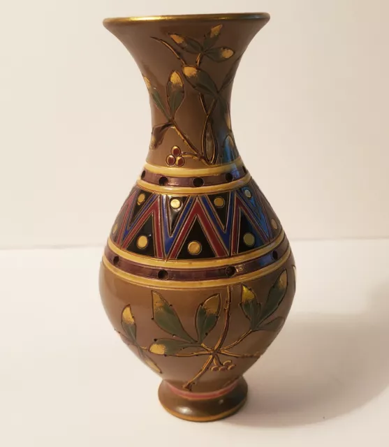 Vintage Andrea Brown Pottery Vase Made in USA 6"Tall