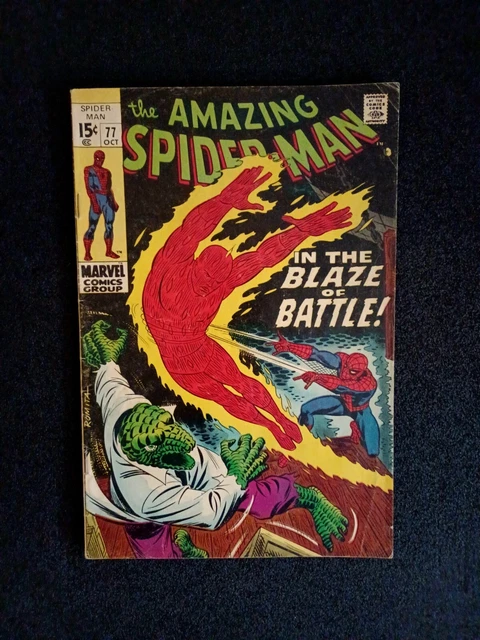 The Amazing Spider-Man #77 FN 6.5 Marvel Bronze Age Lizard Human Torch