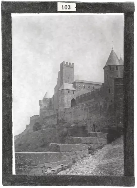 Plaque verre photo ancienne positif noir et blanc 6x9 cm Carcassonne France