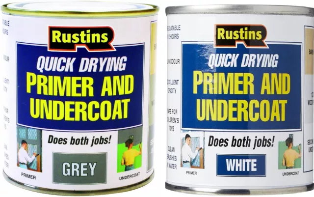 2 in 1 Primer & Undercoat Paint Wood MDF Grey/White Quick Drying Indoor Outdoor