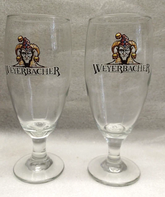 VTG WEYERBACHER  BREWING CO. Easton PA Beer Clear Glass 16 oz Barware Set Of 2