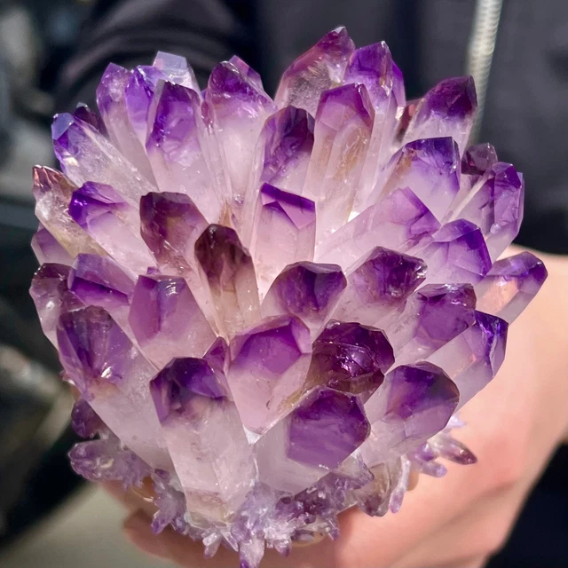 390G New Find Amethyst Phantom Quartz Crystal Cluster Mineral Specimen Healing.
