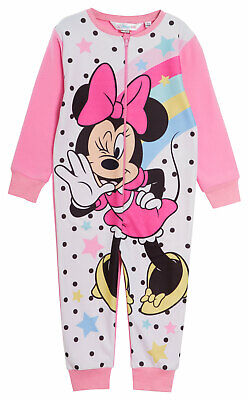 DISNEY Minnie Mouse Ragazze All in One pyjamasfor Kids Pile Pjs ZIP Nightwear