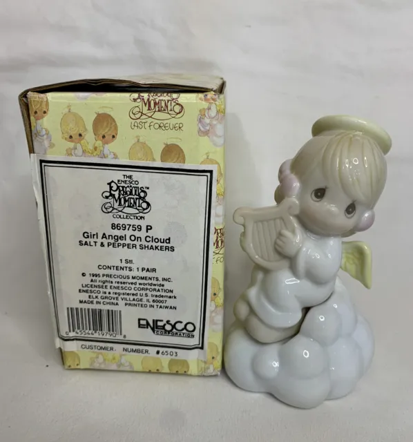 Precious Moments Girl On a Cloud Salt and Pepper Shakers 1995 IN BOX Enesco