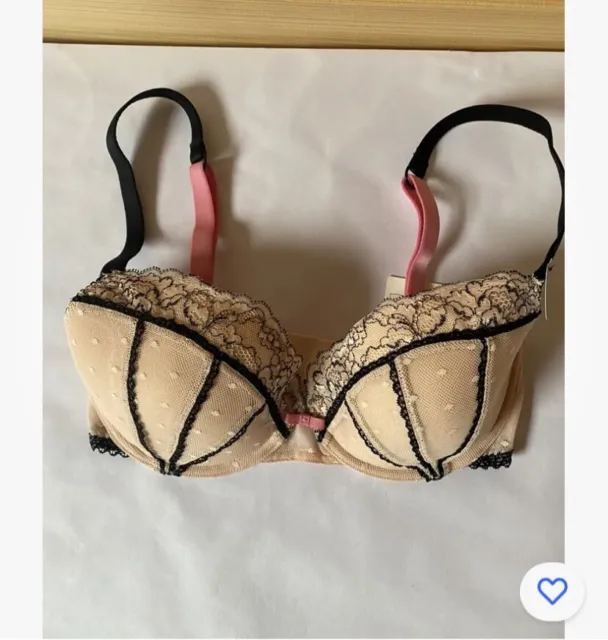 M&S 30DD BRA Autograph Beige Lace Underwired Padded Balcony A19 £9.99 -  PicClick UK