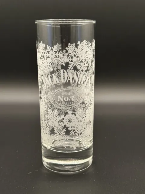 Jack Daniels Whiskey 6" Tall Christmas Etched Snowflake High Ball Glass