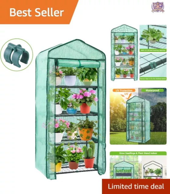 Portable Mini Greenhouse - Durable Weatherproof PE Cover - 4-Tier Rack Stand