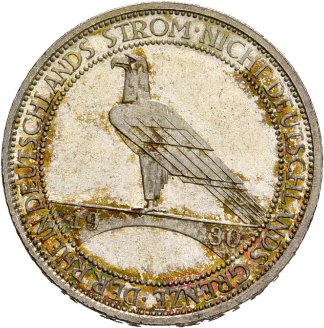 Künker: Weimar, 3 Reichsmark 1930 G, Rheinland-Räumung, Silber