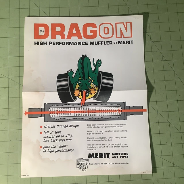 VINTAGE 1970S DRAGON High-Performance Muffler By Merit Poster INV-P0862 ...