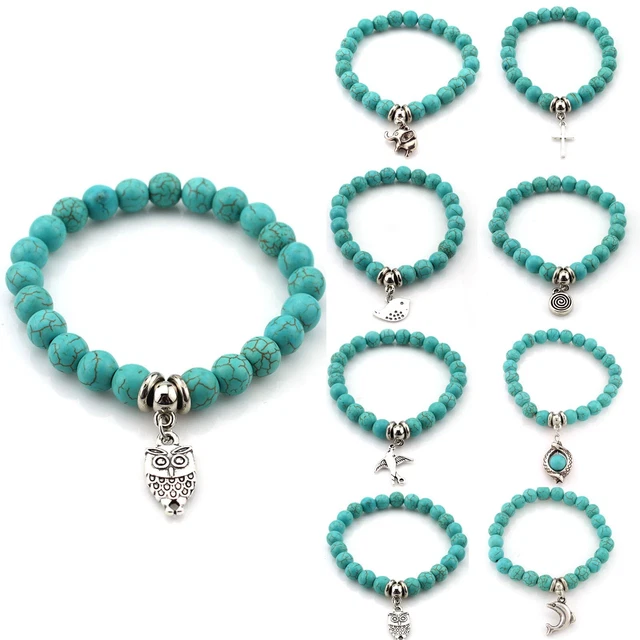 Personalisierte Armbänder Für Vintage Armreifen Armbänder Türkis Perlen für