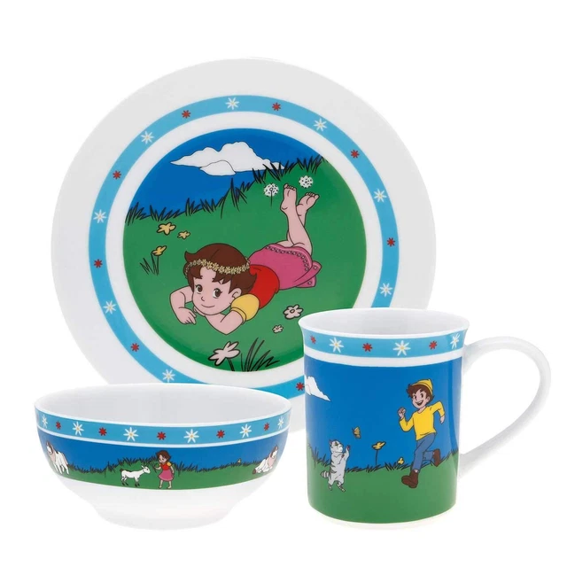 Puresigns Heidi Kindergeschirr Set 3-teilig Porzellan Edelstahl Küche GUT
