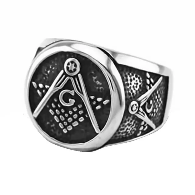 Freimaurer Ring Herren Edelstahl Tempelritter Ring Masonic Siegelring