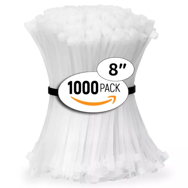 ALBO Zip Ties 8, 10, 12 Inch Plastic Cable Ties 1000 and 100 Pack Tie Wraps UV