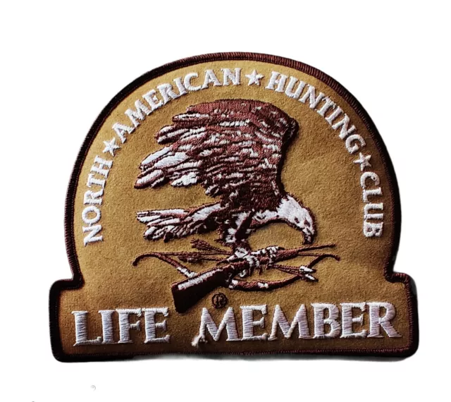 North American Hunting Club LIFE Member embroidered patch, light brown, w eagle