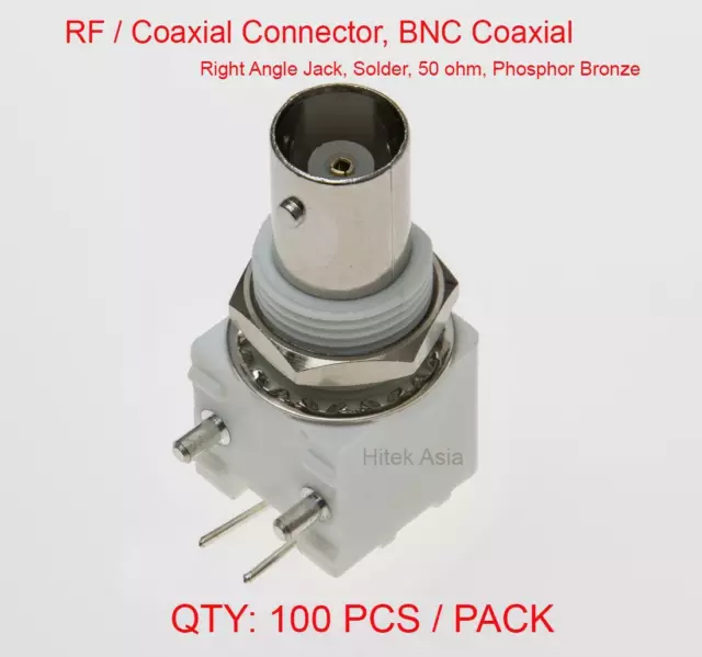Conector coaxial RF BNC, conector de ángulo recto, soldadura, 50 ohmios - 100 PCS